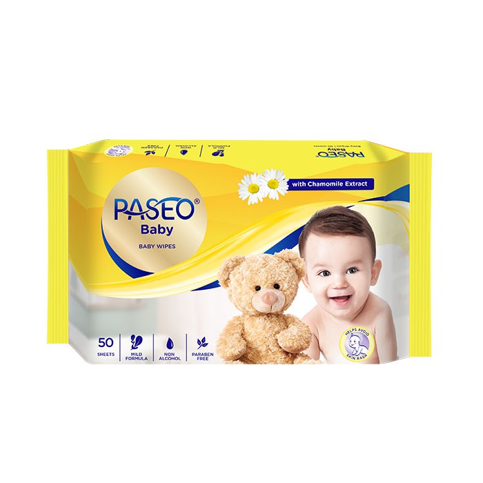 TISSUE PASEO BABY WIPES 50'SH all varr